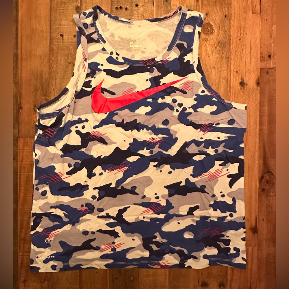 Nike red white and blue camo tank top EUC